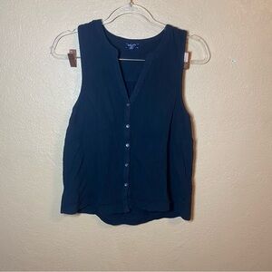 splendid women’s tank black 100% cotton tank top button front size small